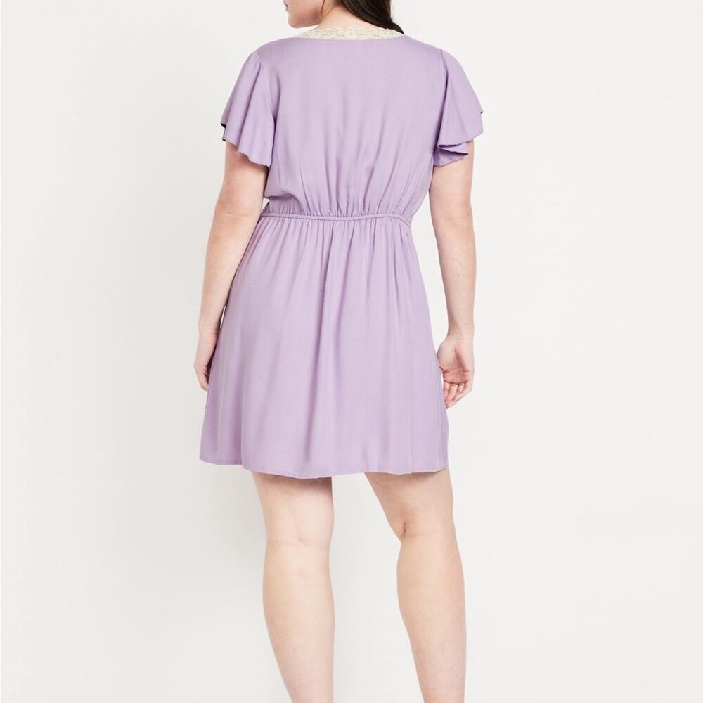 Old Navy Spring Wisteria Fit & Flare Crepe Lace-Trim mini dress - Picture 6 of 11